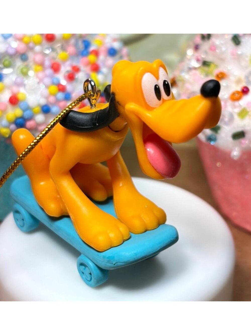 Disney Pluto Christmas Tree Ornament Figure On Skateboard Sf - Picture 1 of 10